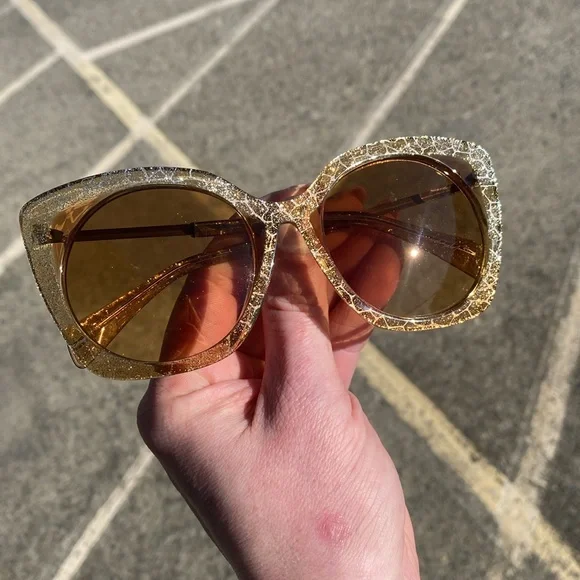 Yohji Yamamoto YY5018 | Vintage Sunglasses | Cat Eye Glitter Gold Gradient Yohji Yamamoto YY5018, Vintage Sunglasses, Square Cat Eye  main image 4